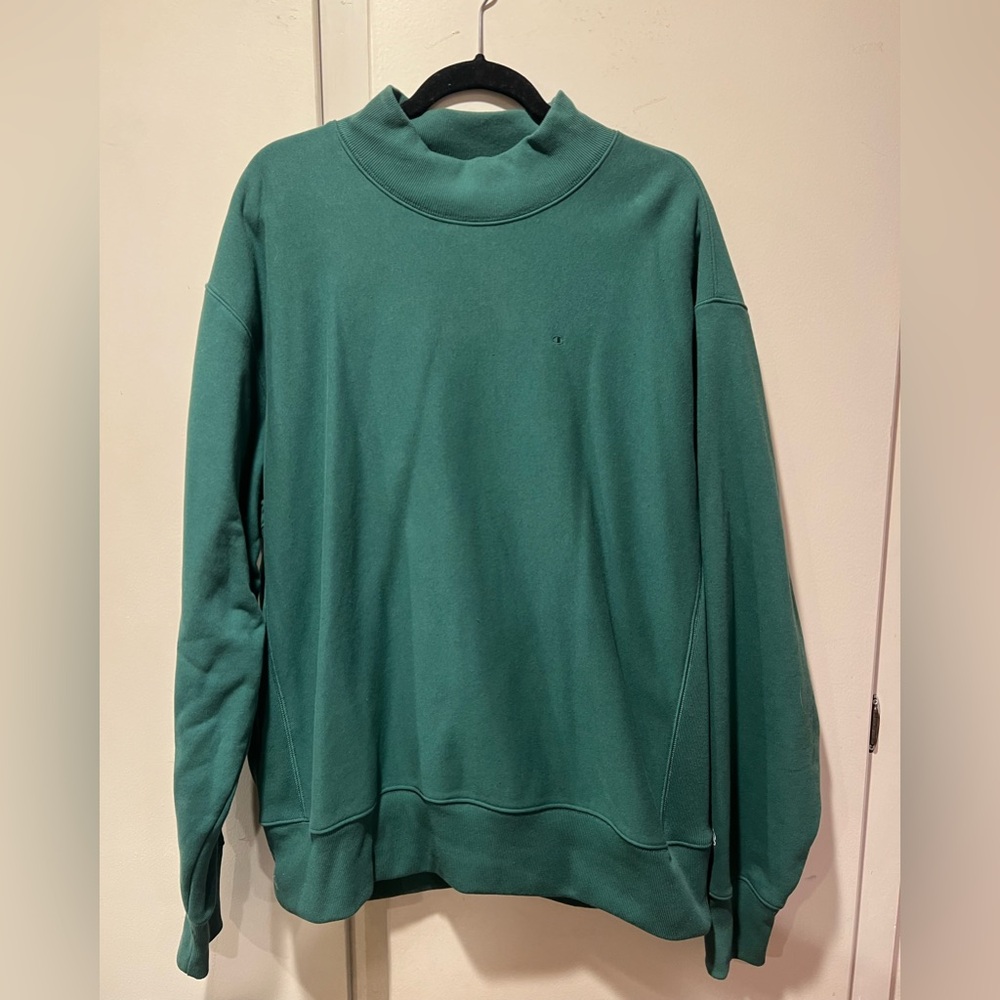 Champion Men’s Green Mock Turtle Neck Crewneck XL
